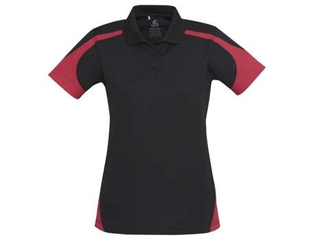 BIZ Talon Golf Shirt - Ladies - black with red (BIZ-5081)