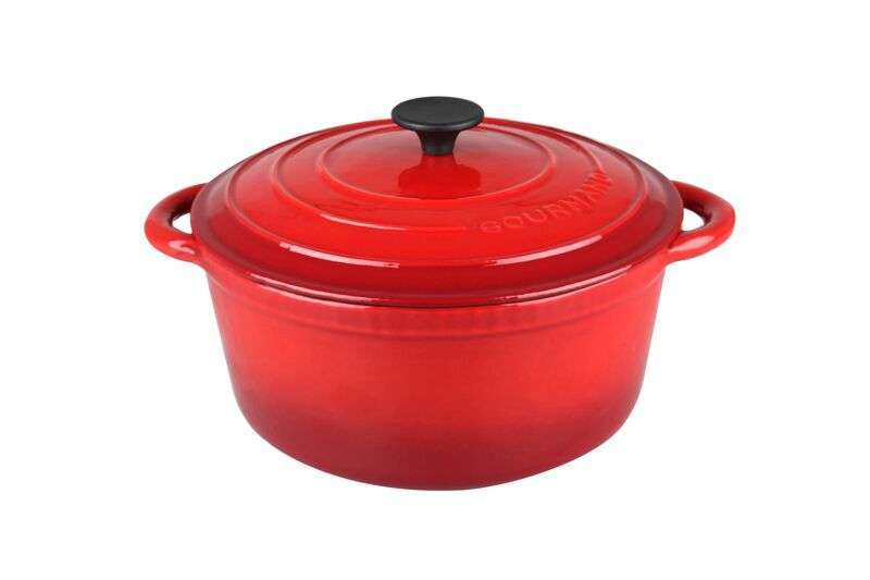 Gourmand 4 Litre Round Cast Iron Casserole - Cherry
