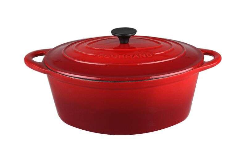 Gourmand 4.5 Litre Oval Cast Iron Casserole - Cherry
