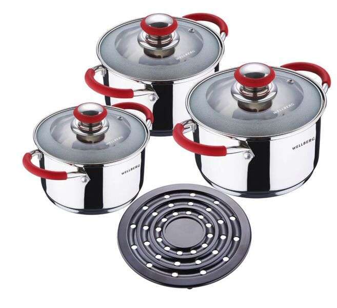 Wellberg 7-piece Cookware Set - Red