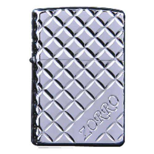 Zorro Lighter: Silver Square Engraving