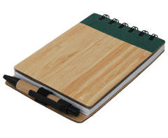 Wood Pocket Notepad, Sticky Memo and Pen - green (ST324I)