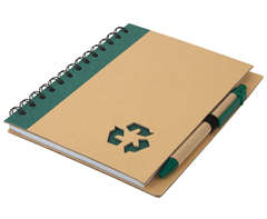 Thick Recycle Notebook and Pen - green/brown (ST326I)