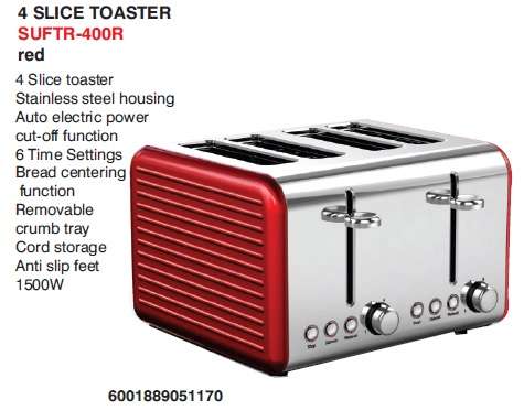 Sunbeam Ultimum - 4 Slice Toaster - red (SUFTR-400R)