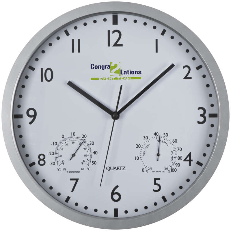 Classic wall clock with hygrometer and thermometer (43450)