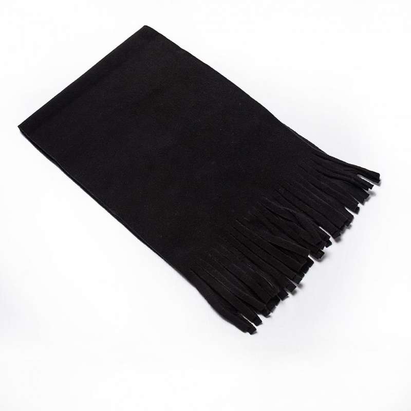 Polar Fleece Tassle Scarf - black (B005)