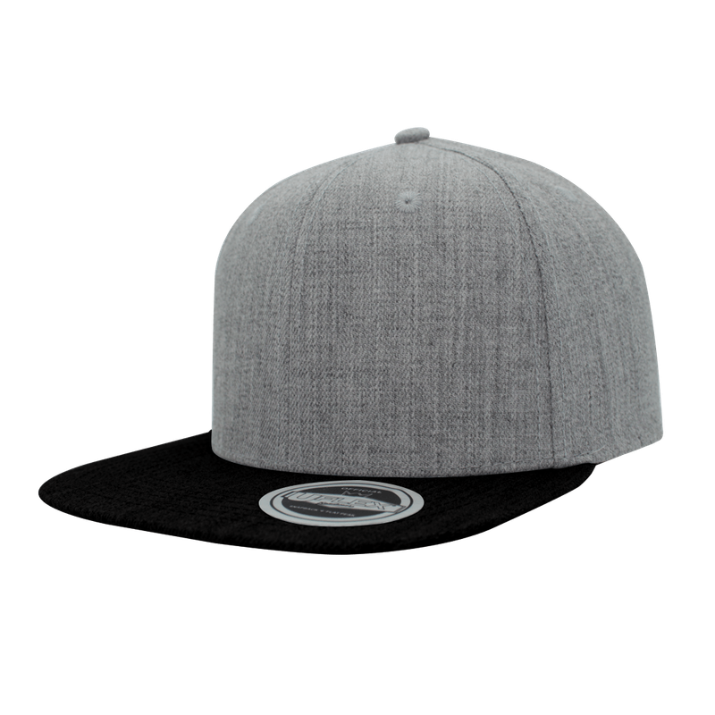 UFlex Snapback Flat Peak Cap - grey melange/black (U15606)