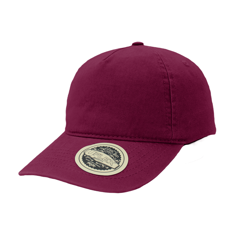 Uflex Vintage 5 Panel Strap-Back Cap - burgundy (U15511)