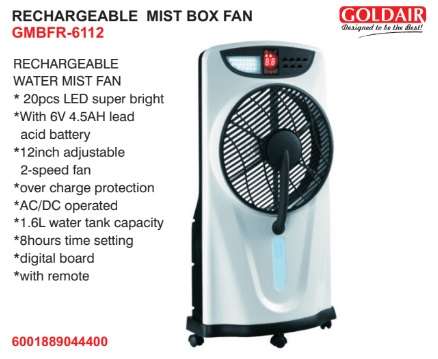 Goldair Rechargeable Mist Box Fan (GMBFR-6112)