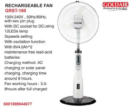 Goldair Rechargeable Fan (GRST-160)