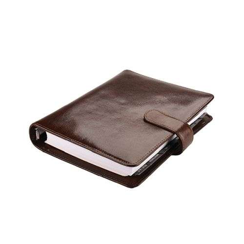 A5 Genuine Leather Organiser with Tab Closure - brown (6629)