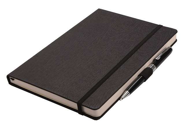 A5 Woodgrain Notebook - Thermo PU - black (NBK-6115)