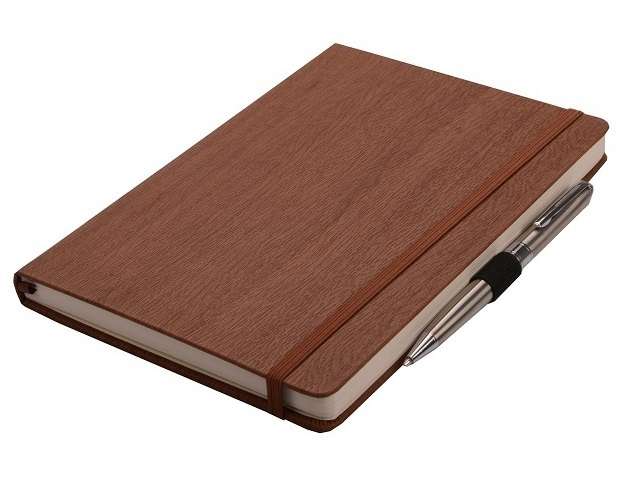 A5 Woodgrain Notebook - Thermo PU - brown (NBK-6115)