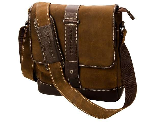 Enzo Design Flap Messenger Bag - leather - brown (ENZ-D541)