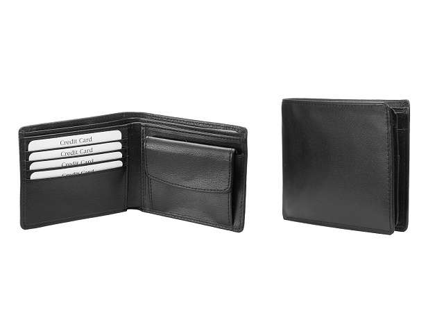 Wallet with coin purse - Ascot Genuine Leather - black (GL-44719)