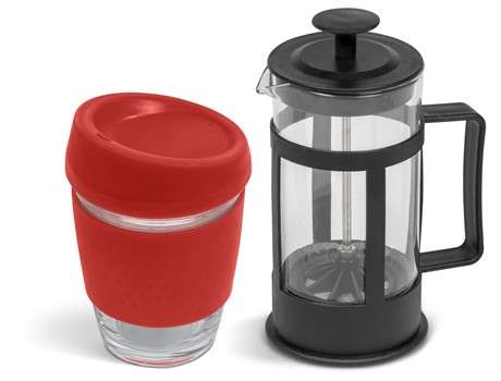 Kooshty Kupper Set With Black Plunger - Red