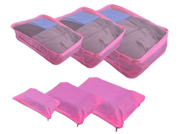 6-Piece Luggage Organiser Set - pink (P2498P)