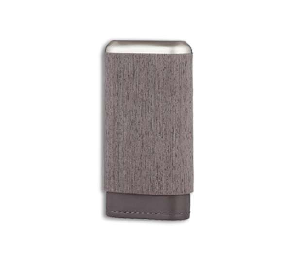 Cigar Holder - Angelo Veneer wood/leather - 3 Cigar case, grey (Cig023)