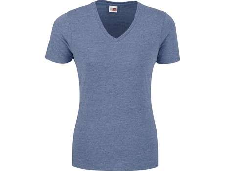 US Basic Michigan Melange V-Neck T-Shirt - Ladies - blue (BAS-9003)