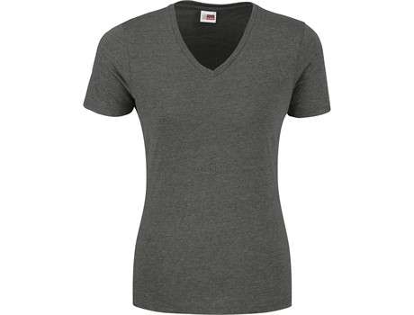 US Basic Michigan Melange V-Neck T-Shirt - Ladies - dark grey (BAS-9003)