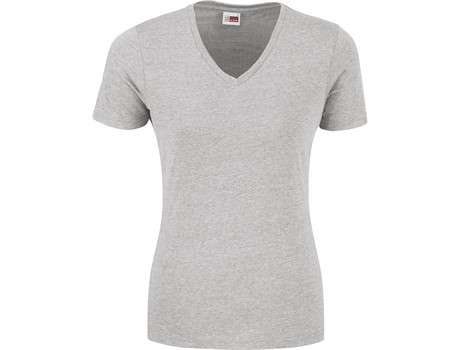 US Basic Michigan Melange V-Neck T-Shirt - Ladies - grey (BAS-9003)