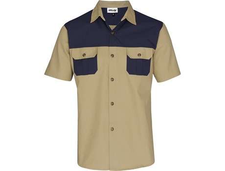 Altitude Short Sleeve Serengeti 2-Tone Bush Shirt - Mens - stone