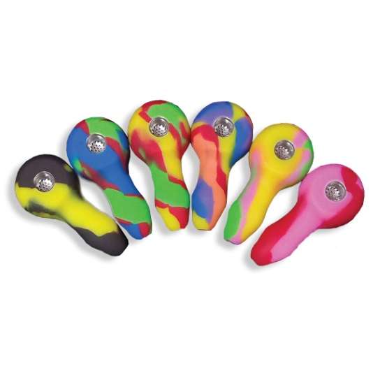 Rasta Pipe - Silicone with steel bowl - 13cm (assorted) (Pipe8540)