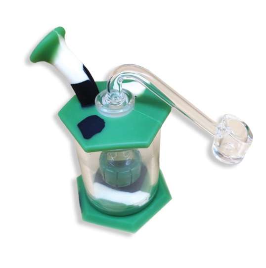 Silicone and Glass Dab Bubbler Pentagon base - 12cm (Bong043)
