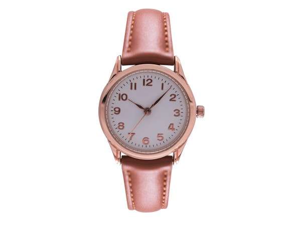 Classic Leatherette Watch (Ladies) - Tan-Rosegold (NL307LNR)