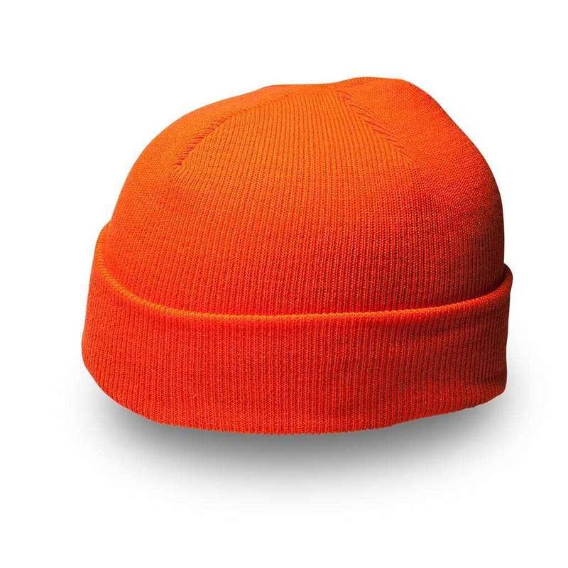 Cuffed Knitted Beanie - lumo orange (B001)