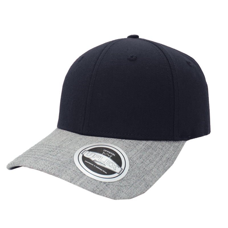 Uflex 6 Panel Curved Peak Snapback - navy/grey (U15608)