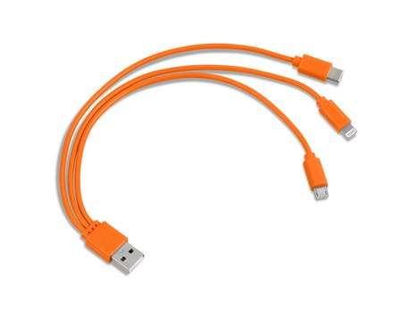Hat-Trick 3-In-1 Charging Cable - orange (Tech-5219)