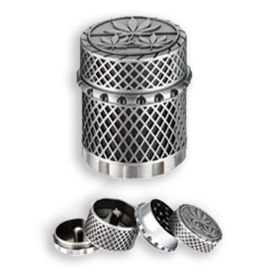 Tobacco Grinder - 4 Part Antique silver 45mm (TBGR040)