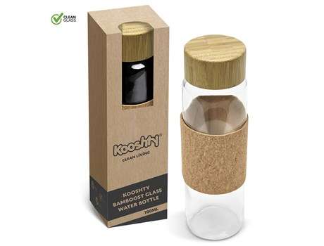 Kooshty Clear Bamboost Glass Water Bottle - 700ml (Koosh-9085)