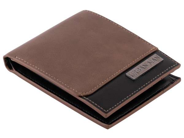 Urban Man Quinn Double Layer PU Wallet - black/tan (UGW802Bn)