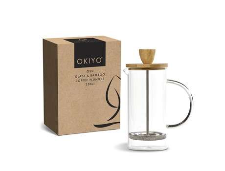 Okiyo Osu Glass and Bamboo Coffee Plunger - 350ml (OK-117)