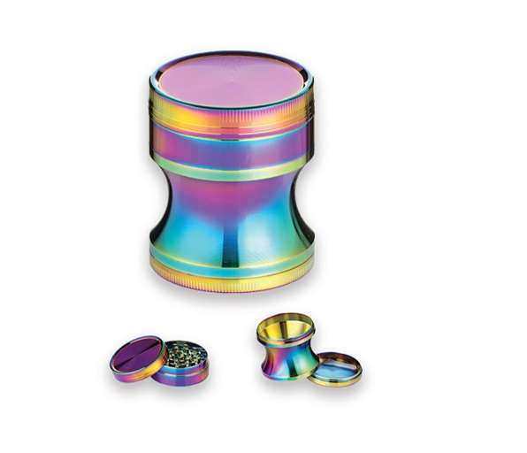Tobacco Grinder - 4 Part Super Hero - Metal Rainbow (TBGR044)
