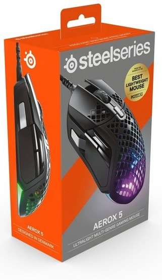 Steelseries Aerox 5 Optical Wired Lightweight Gaming Mouse - Black (62401)
