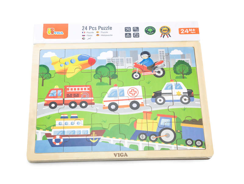 Wooden Puzzle - Vehicles 24pc (RGS51462)