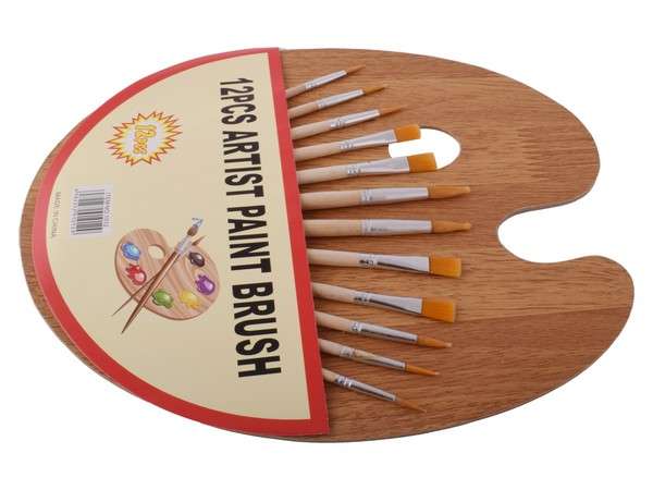 12-Piece Artist Paint Brushes and Pallet Set (ST369)