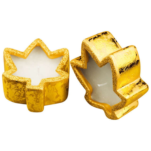 2 Maple leaf shaped candles (80204) - stock on hand