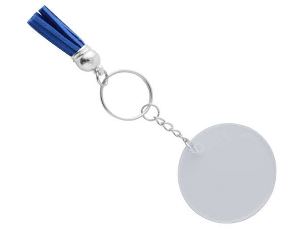 Acrylic Keychain with Tassles - blue (KEY75E)