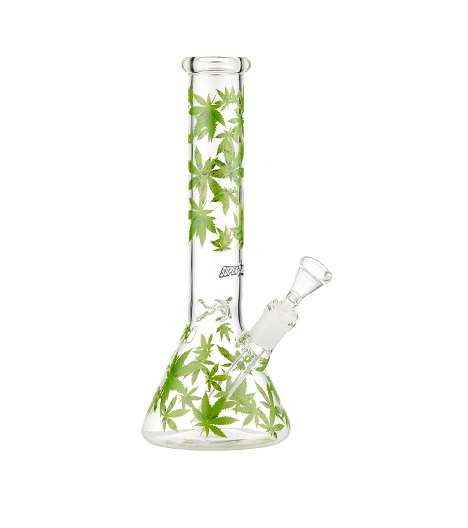 Glass Bong - Green Leaf Ice Catcher Bong - 30cm (Bong072)