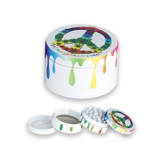 Tobacco Grinder - 4 Part Metal Coloured Drips (TBGR047)