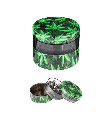 Tobacco Grinder - Green Leaf Plastic Grinder 54mm (TBGR052)