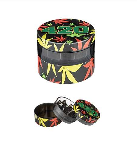 Tobacco Grinder - Rasta Leaf Plastic Grinder 54mm (TBGR053)