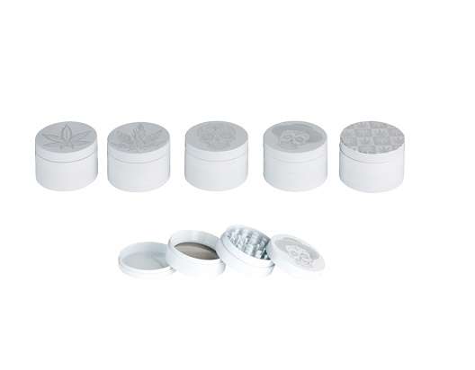 Tobacco Grinder - White Aluminium 47mm (TBGR050)
