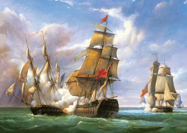 Combat between the French and the English Vessels (3000 Piece Puzzle)