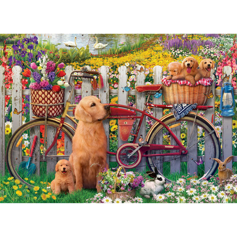 Garden dogs with Bike (1500 Piece Puzzle)