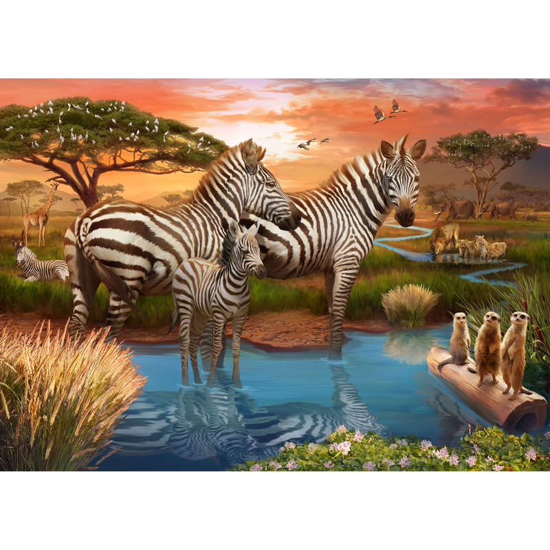 Zebra Family (1000 Piece Puzzle)